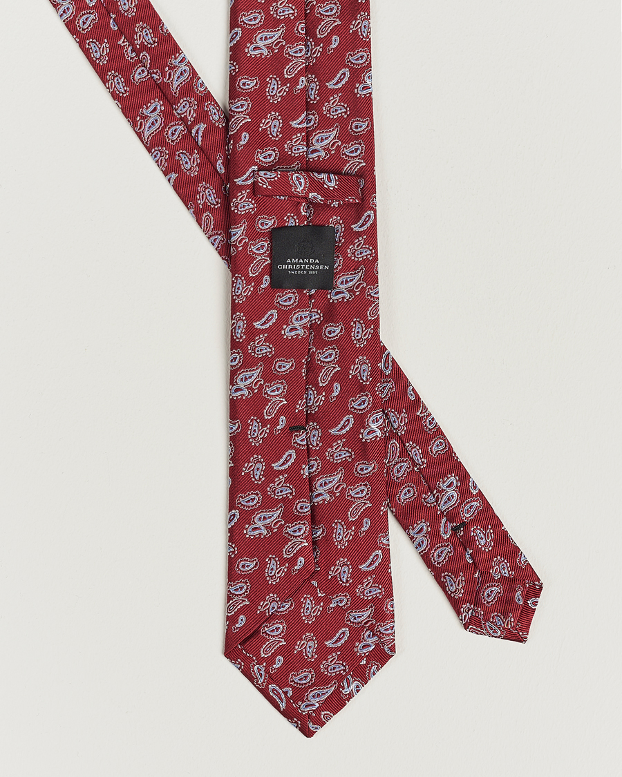 Herre | Slips | Amanda Christensen | Paisley Woven Silk Tie 8 cm Wine Red