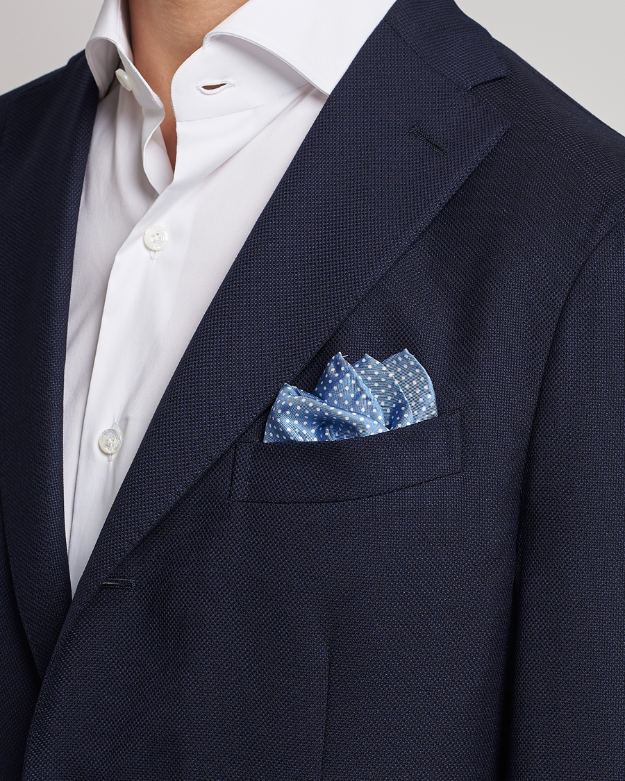 Men | Amanda Christensen | Amanda Christensen | Handkerchief Dot Silk Sky Blue