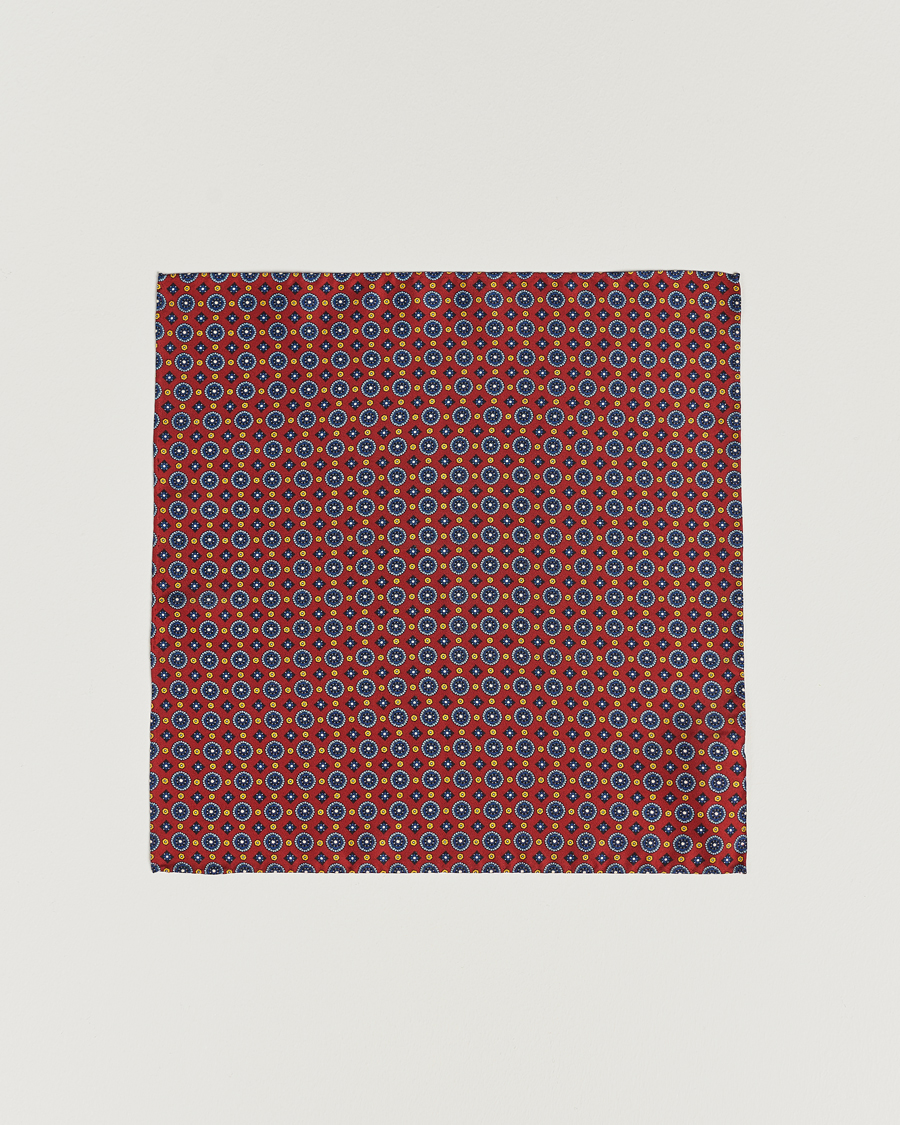 Herre | Lommetørklær | Amanda Christensen | Medallion Silk Pocket Square Wine Red