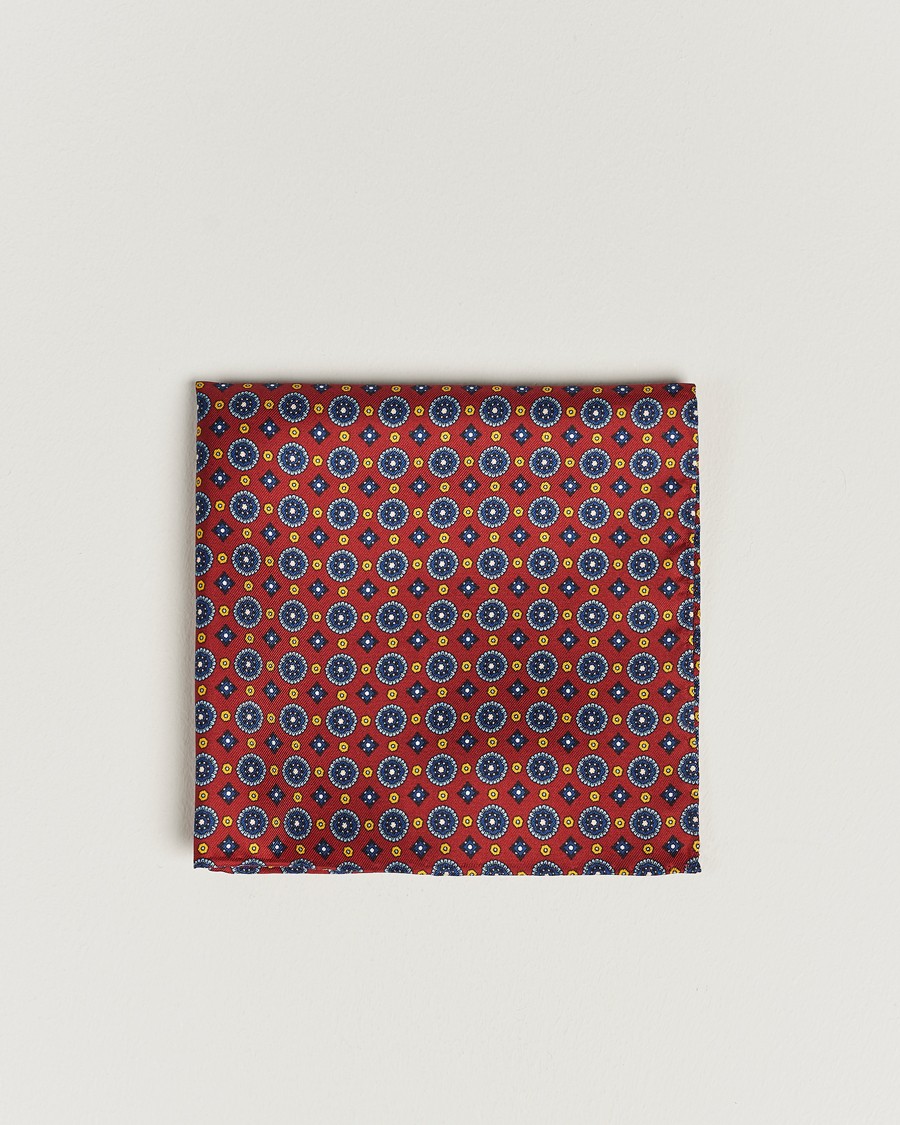 Men | Amanda Christensen | Amanda Christensen | Medallion Silk Pocket Square Wine Red