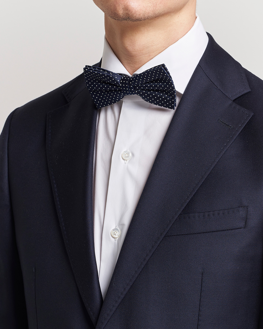 Men | Bow Ties | Amanda Christensen | Micro Dot Pre Tie Silk Navy