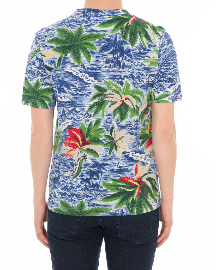Herre | T-Shirts | Tommy Hilfiger | Palm Over Print Crew Neck Tee Snow White