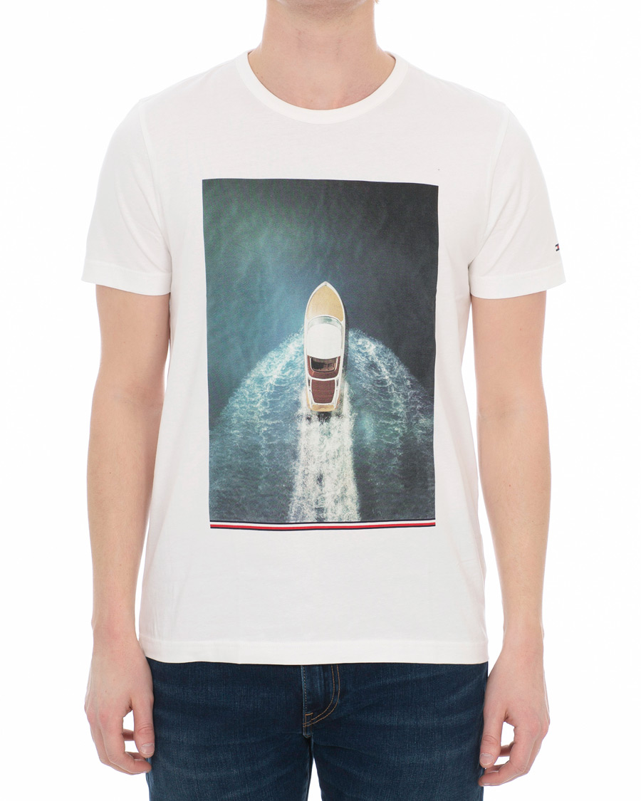 Herre | T-Shirts | Tommy Hilfiger | Summer Photo Printed Crew Neck Tee Snow White