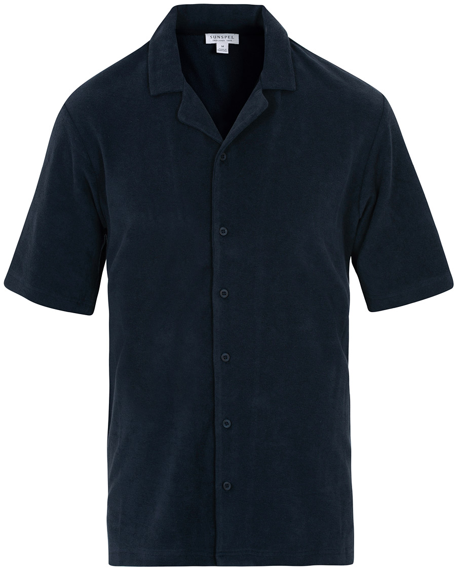 Herre | Skjorter | Sunspel | Towelling Camp Collar Shirt Navy