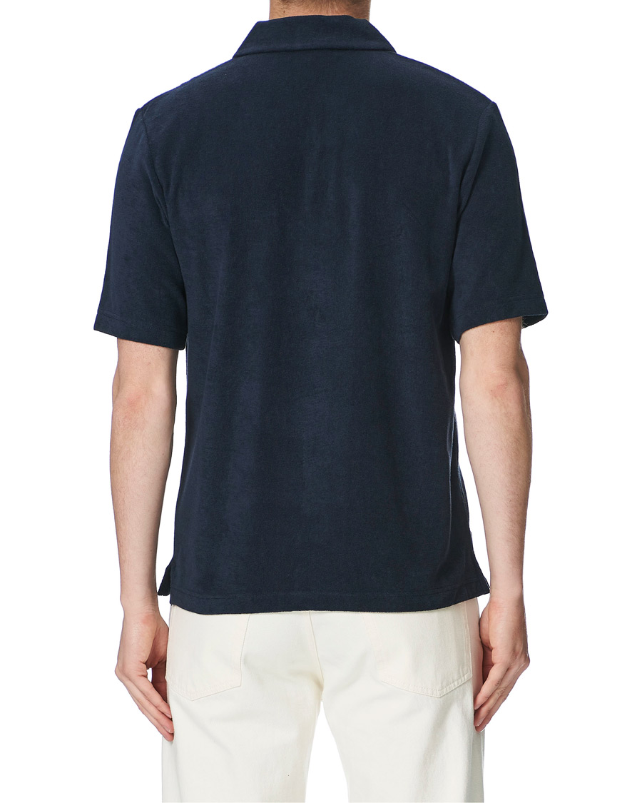 Herre | Skjorter | Sunspel | Towelling Camp Collar Shirt Navy