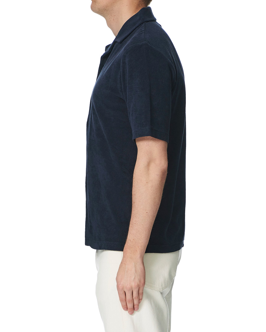 Herre | Skjorter | Sunspel | Towelling Camp Collar Shirt Navy