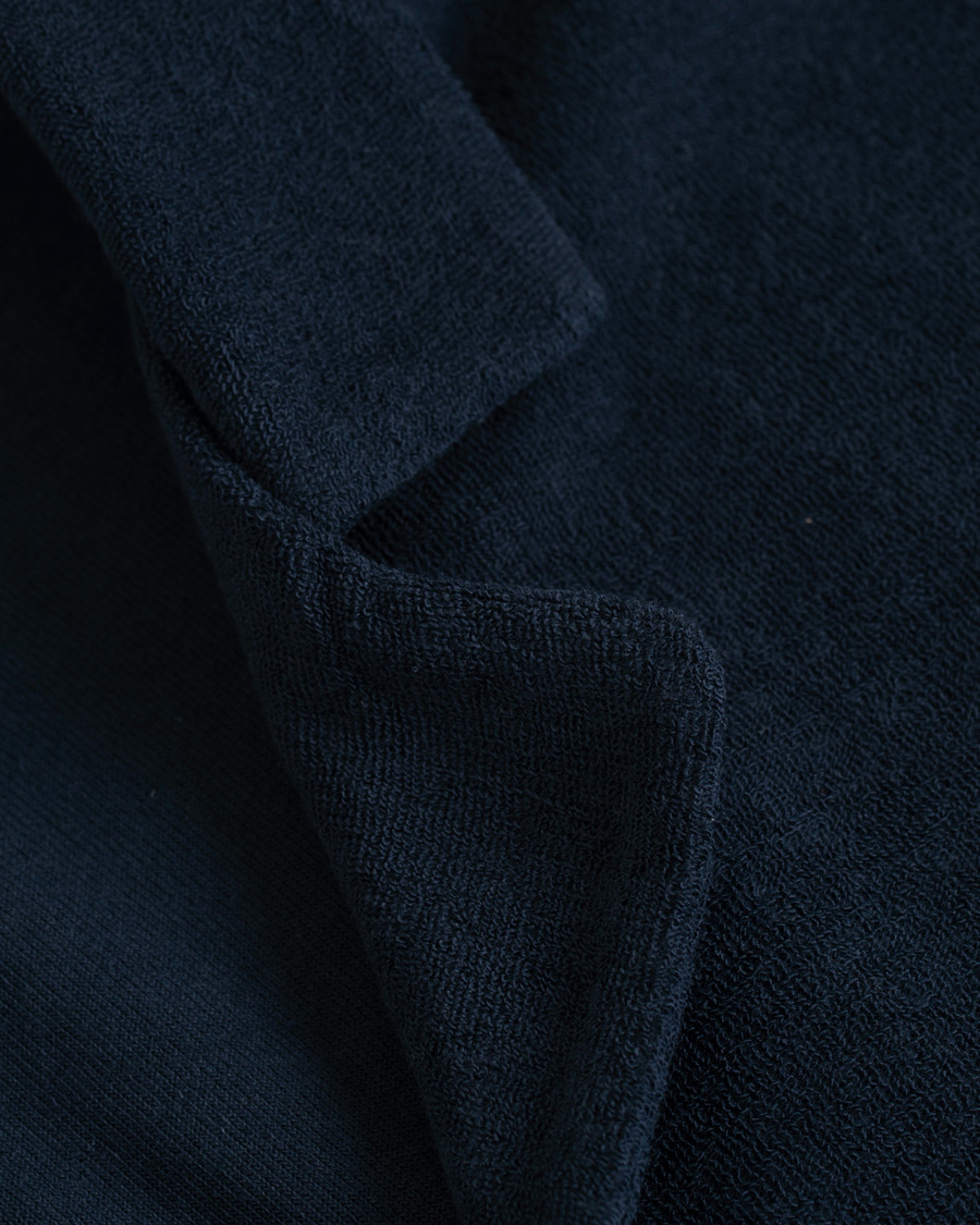 Herre | Skjorter | Sunspel | Towelling Camp Collar Shirt Navy