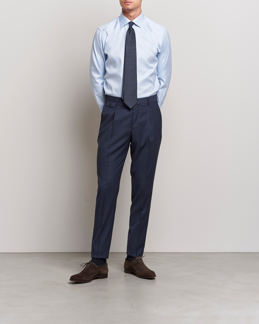 Herre | Skjorter | Eton | Slim Fit Textured Twill Shirt Blue
