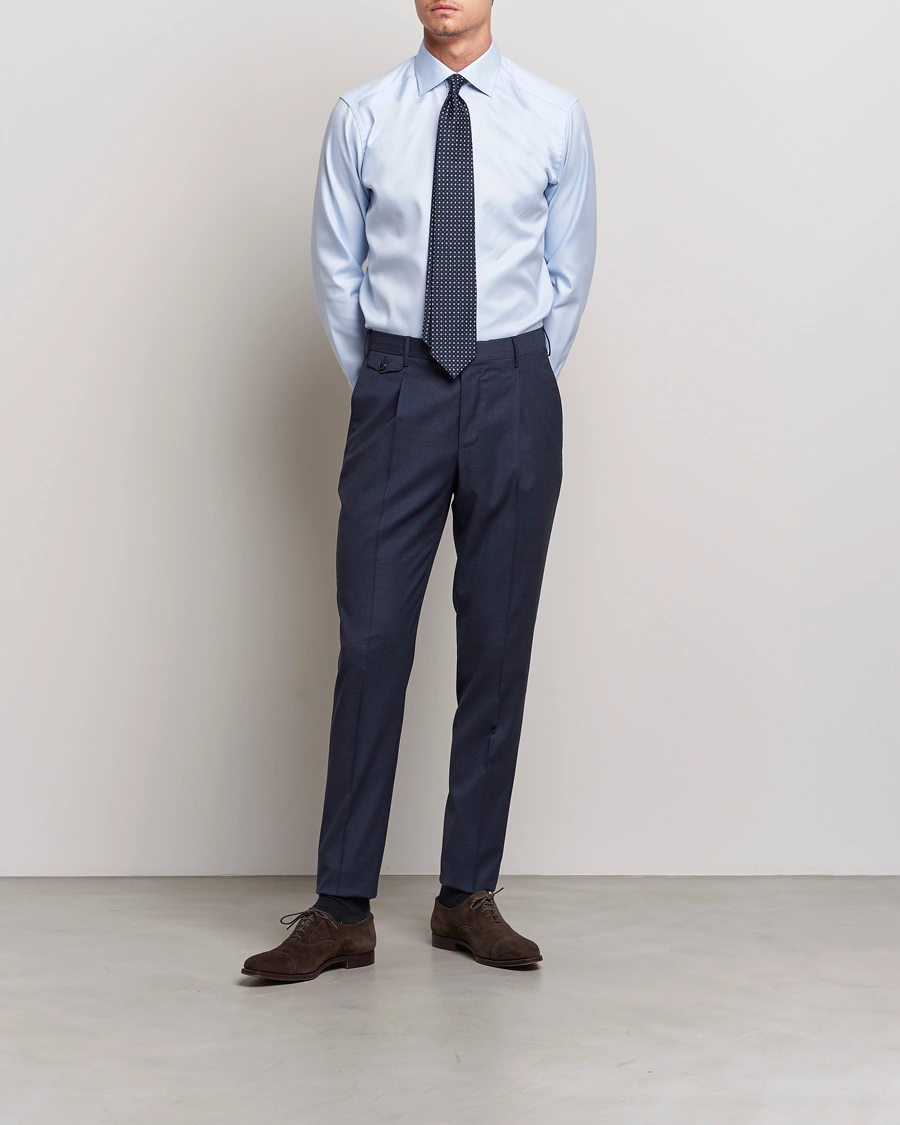 Herre | Klær | Eton | Slim Fit Textured Twill Shirt Blue