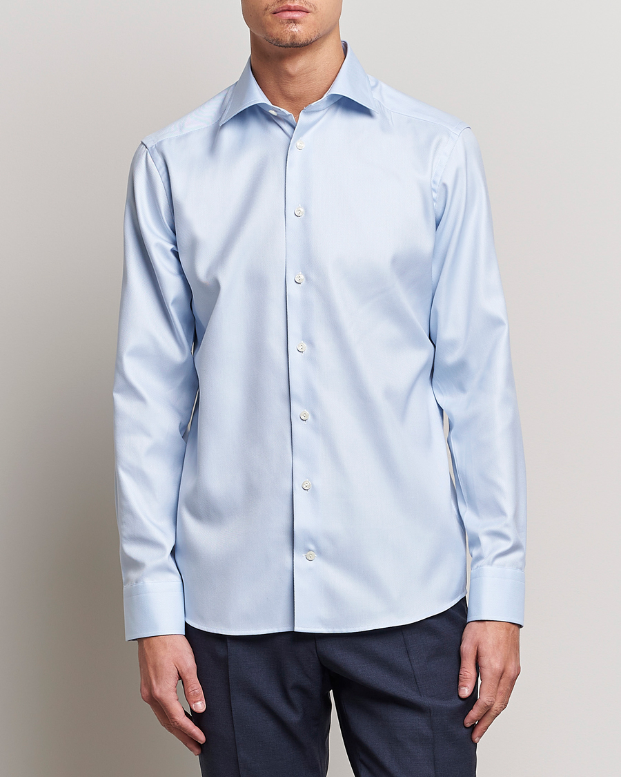 Herre | Klær | Eton | Slim Fit Textured Twill Shirt Blue