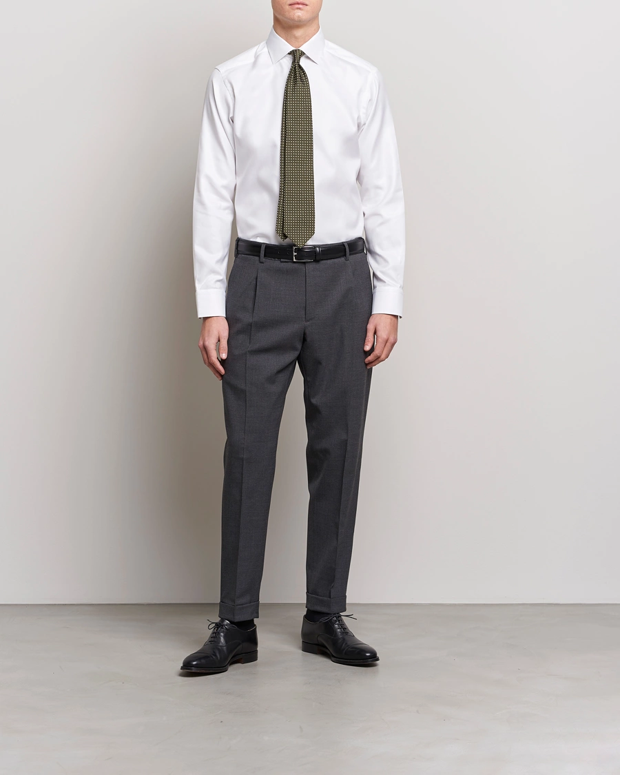 Herre | Mørk dress | Eton | Slim Fit Textured Twill Shirt White