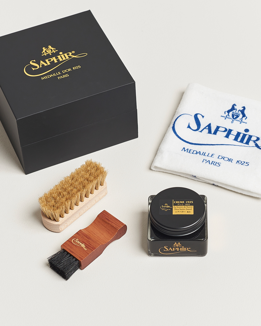 Herre | Skopleie | Saphir Medaille d'Or | Gift Box Creme Pommadier Black & Brush