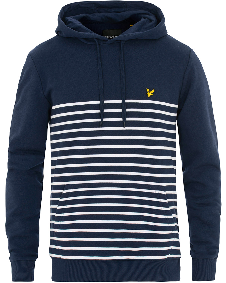Herre | Gensere | Lyle & Scott | Stripe Hoodie Navy/White