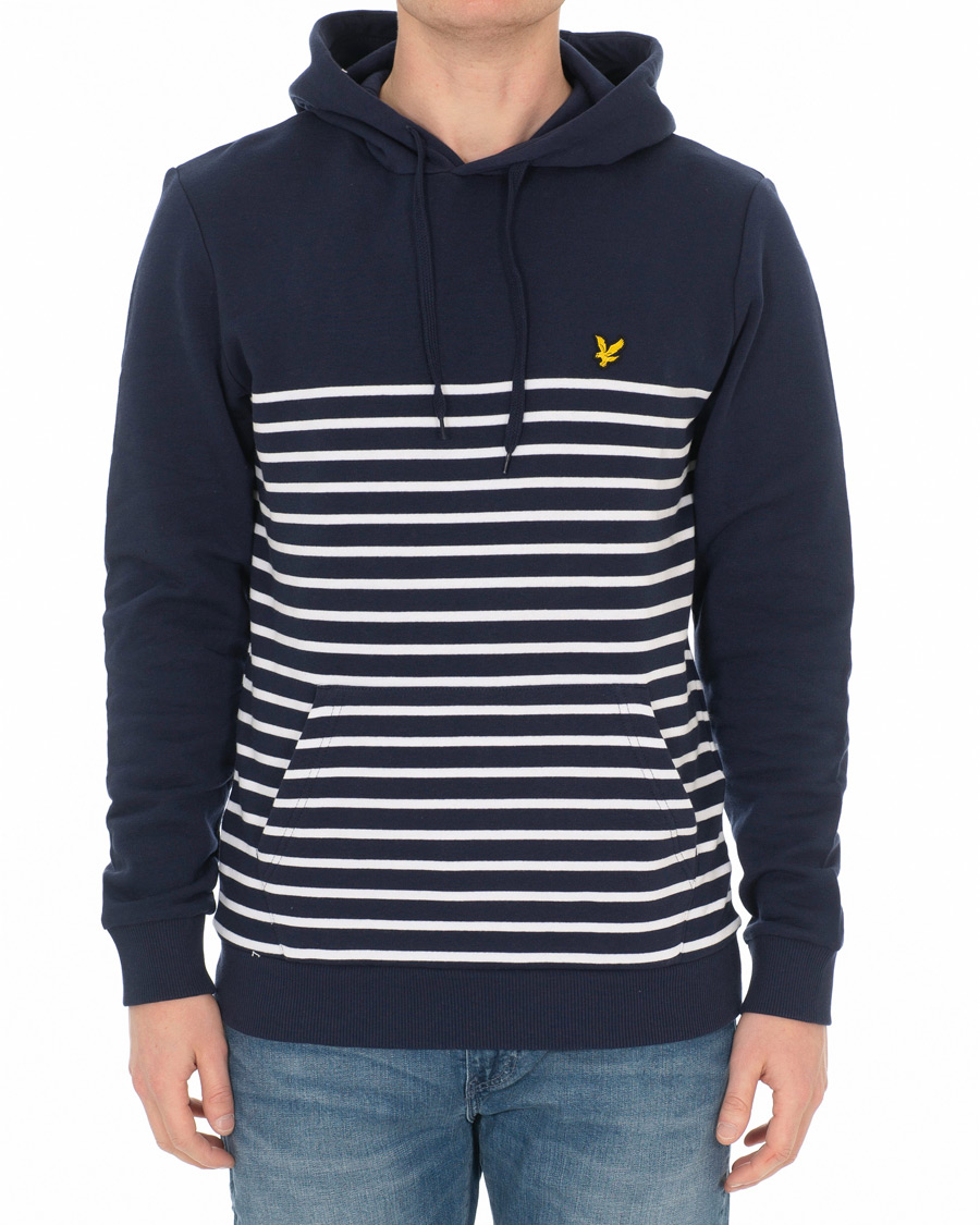 Herre | Gensere | Lyle & Scott | Stripe Hoodie Navy/White