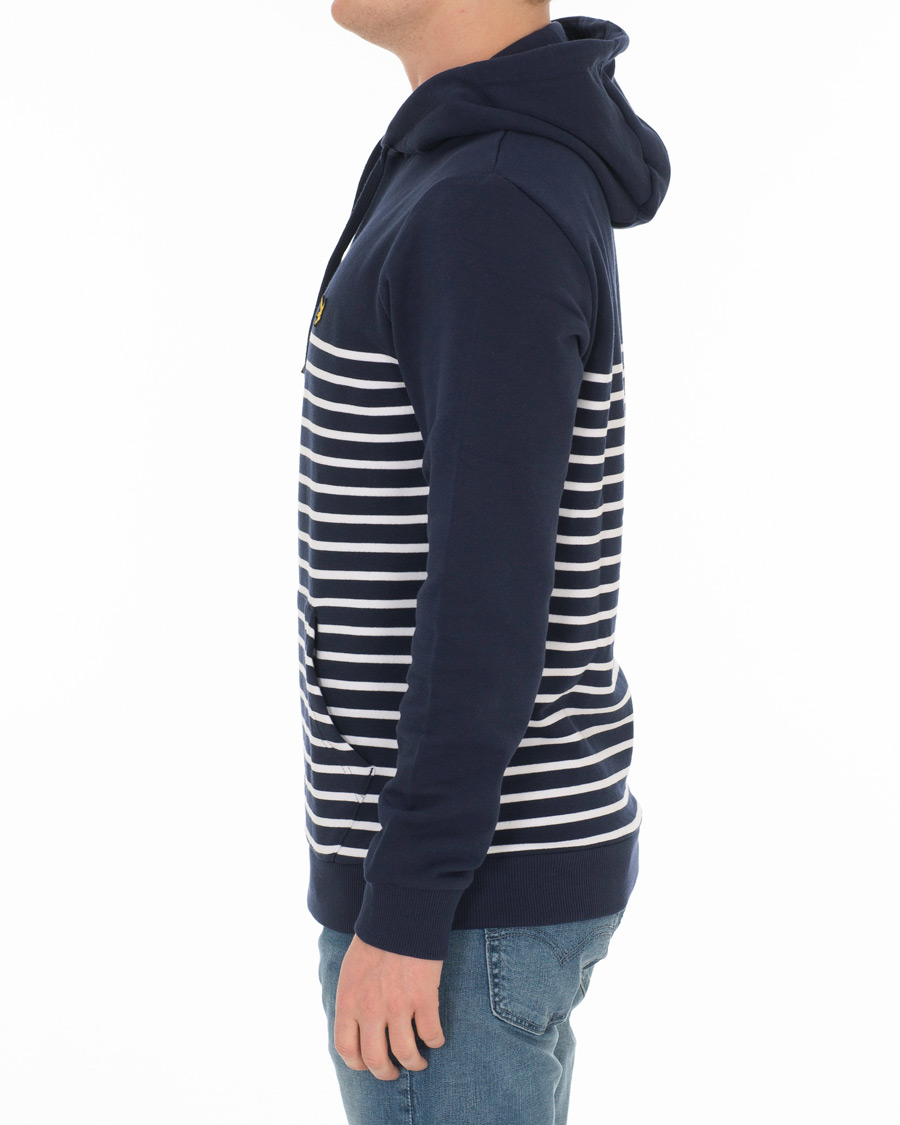 Herre | Gensere | Lyle & Scott | Stripe Hoodie Navy/White