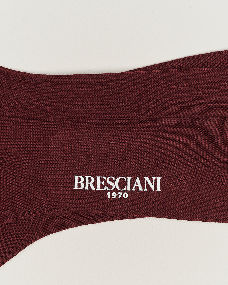Herre | Undertøy | Bresciani | Wool/Nylon Ribbed Short Socks Burgundy
