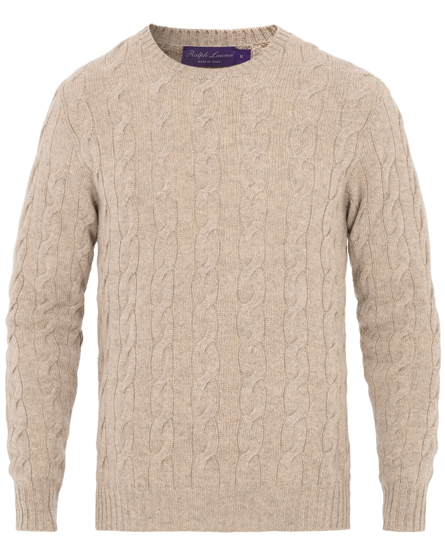 Herre | Gensere | Ralph Lauren Purple Label | Cashmere Cable Knit Oat Melange