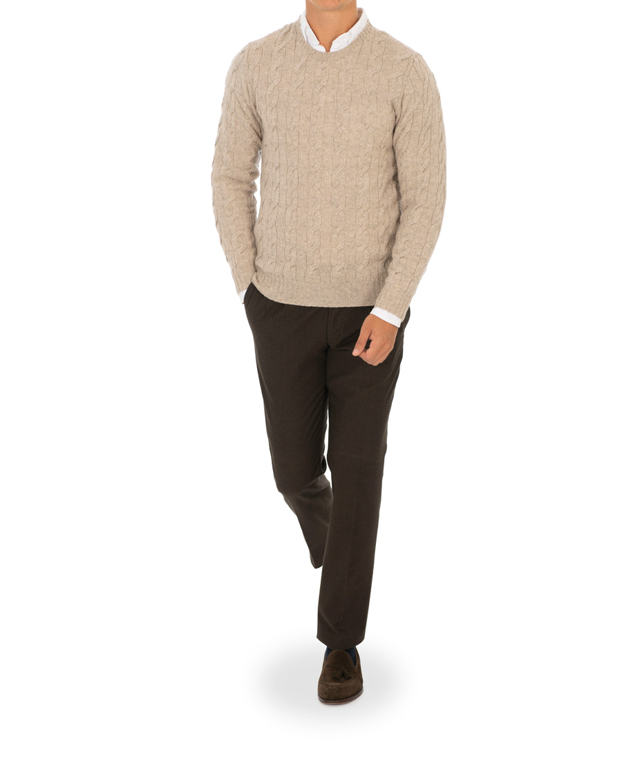 Herre | Gensere | Ralph Lauren Purple Label | Cashmere Cable Knit Oat Melange