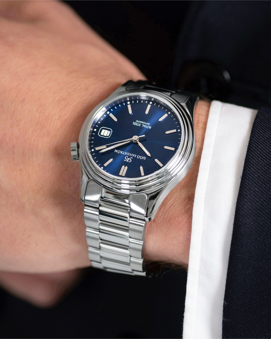 Men | Stainless steel strap | Sjöö Sandström | Royal Steel Classic 36mm Blue and Steel