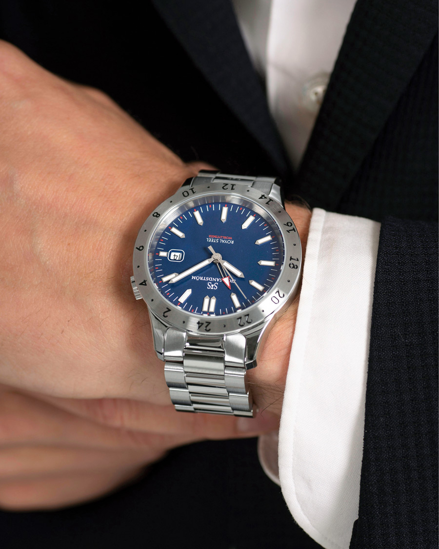 Herre | Sjöö Sandström Royal Steel Worldtimer 41mm Blue with Steel | Sjöö Sandström | Royal Steel Worldtimer 41mm Blue with Steel