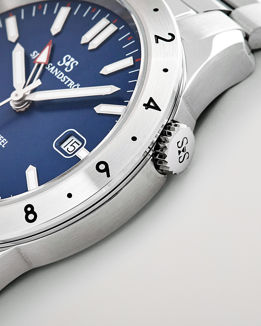 Herre | Fine watches | Sjöö Sandström | Royal Steel Worldtimer 41mm Blue with Steel