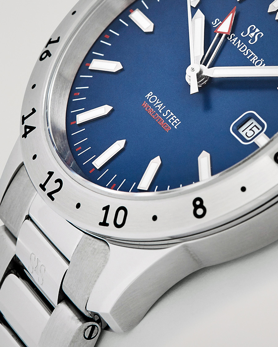 Herre | Sjöö Sandström Royal Steel Worldtimer 41mm Blue with Steel | Sjöö Sandström | Royal Steel Worldtimer 41mm Blue with Steel