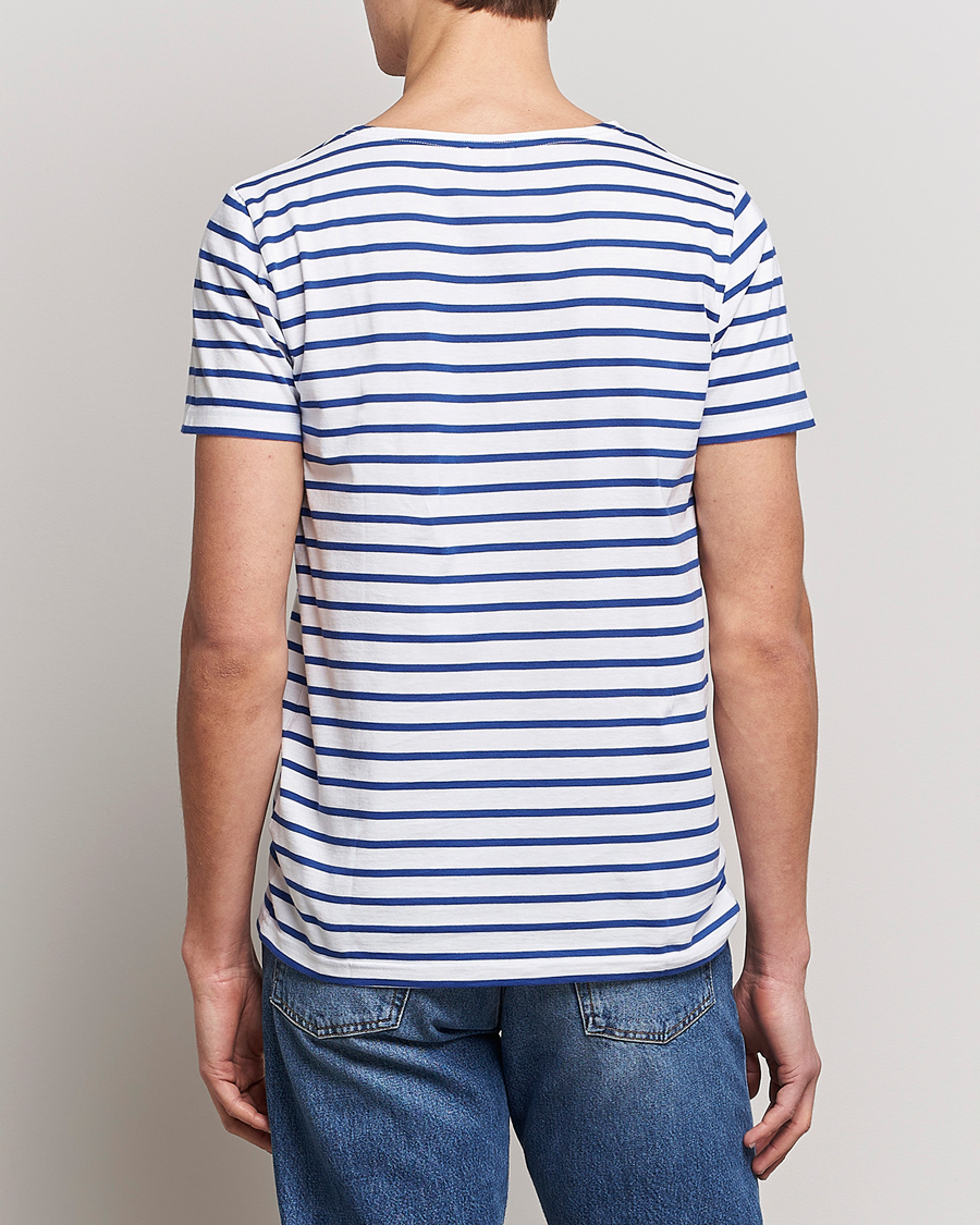 Herre | T-Shirts | Armor-lux | Hoëdic Boatneck Héritage Stripe T-shirt White/Blue