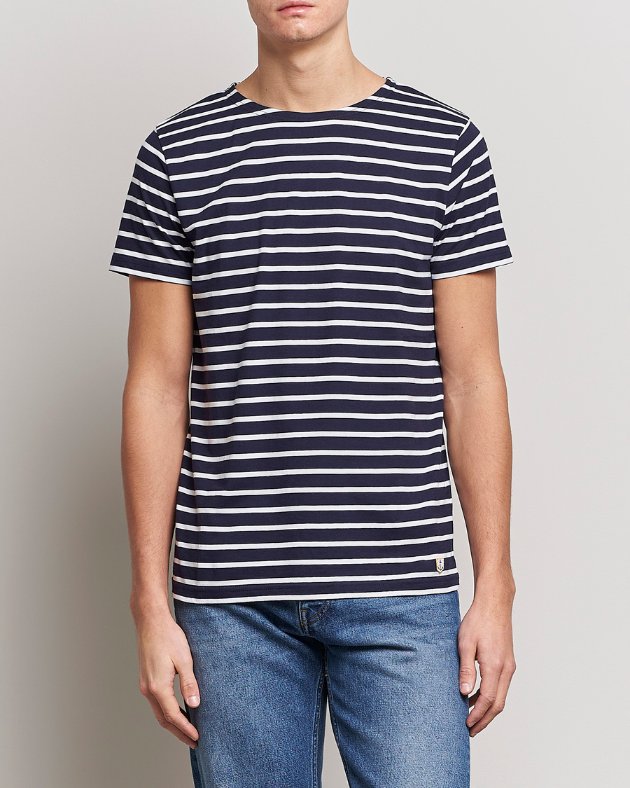 Herre | Klær | Armor-lux | Hoëdic Boatneck Héritage Stripe T-shirt Navy/White