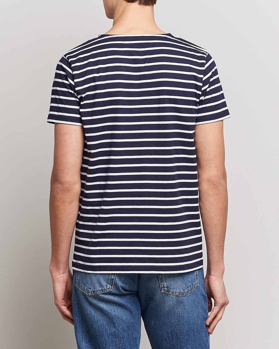 Herre | T-Shirts | Armor-lux | Hoëdic Boatneck Héritage Stripe T-shirt Navy/White