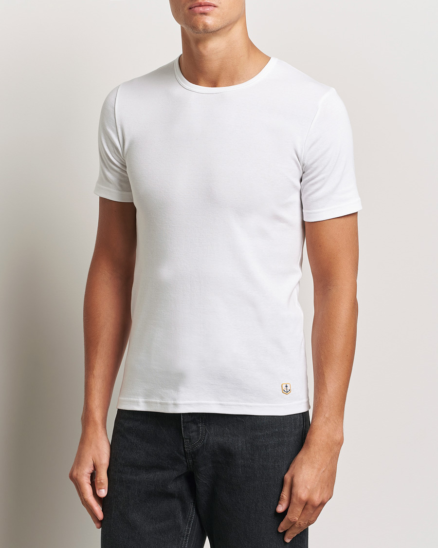 Herre | T-Shirts | Armor-lux | 2-Pack Crew Neck T-Shirt White/Grey Melange