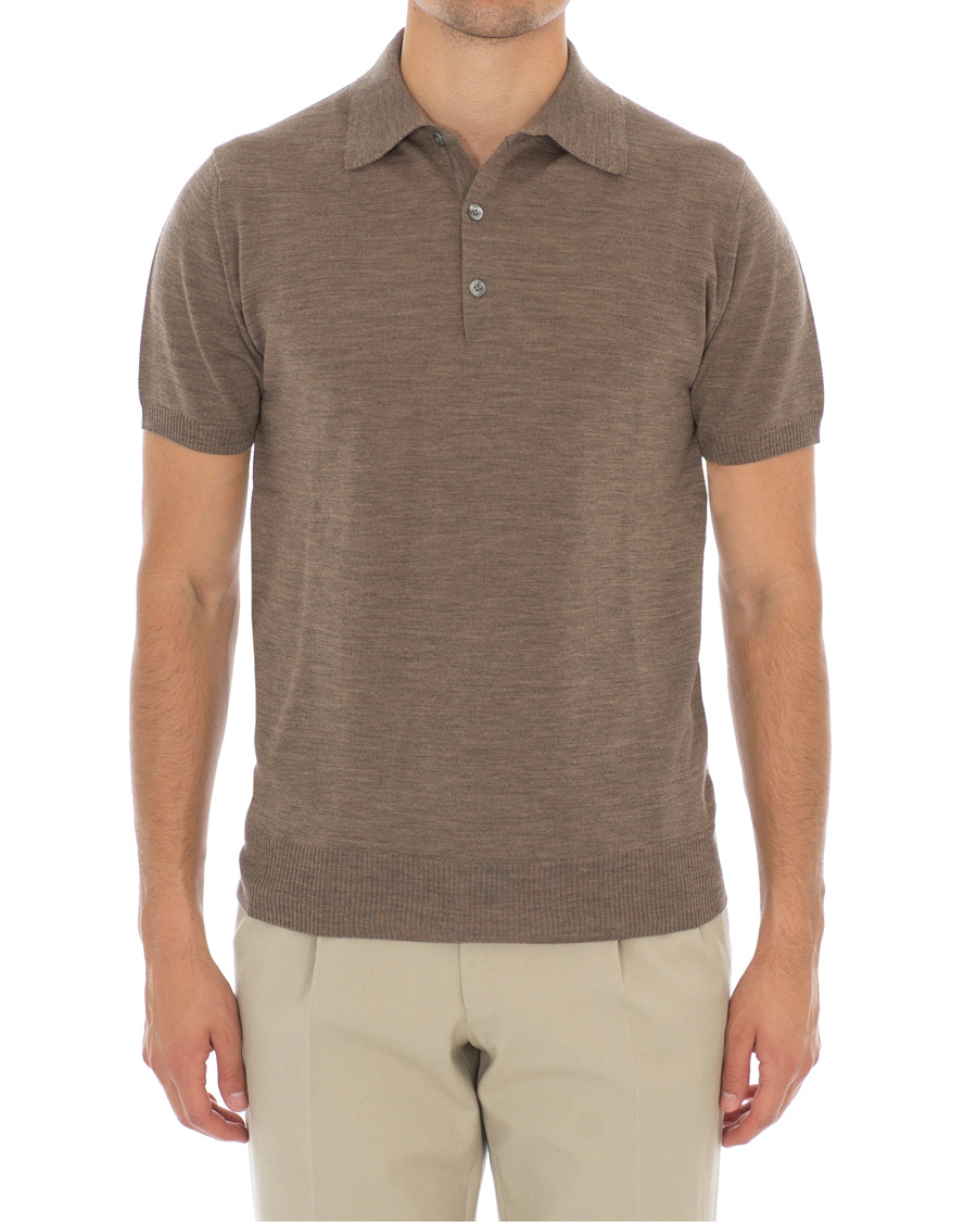 Herre | Pikéer | Morris Heritage | Knitted Short Sleeve Poloshirt Brown