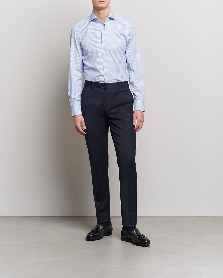 Herre | Italian Department | Finamore Napoli | Milano Slim Fit Classic Shirt Blue