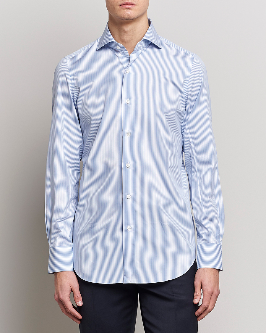 Herre | Italian Department | Finamore Napoli | Milano Slim Fit Classic Shirt Blue