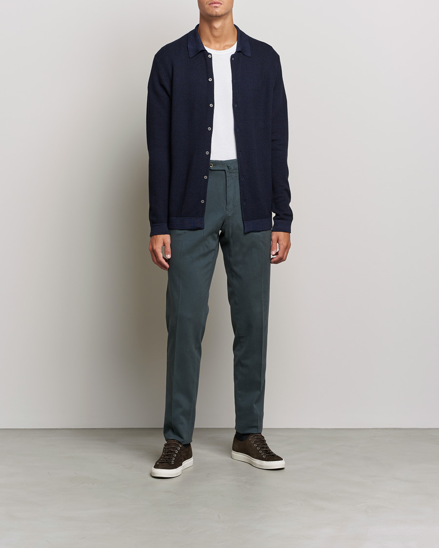 Herre | Gensere | Altea | Herringbone Wool Shirt Navy
