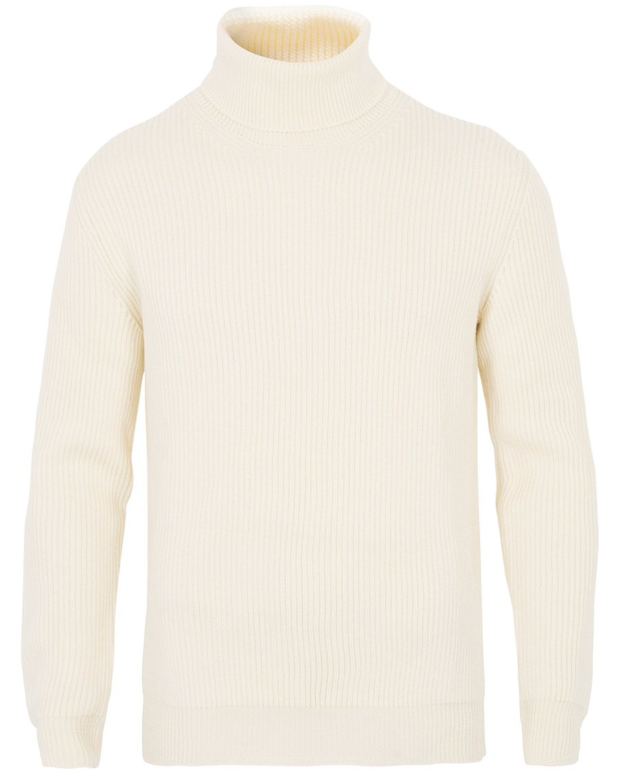 Herre | Gensere | Altea | Rib Stitch Wool Turtleneck Sweater Off White