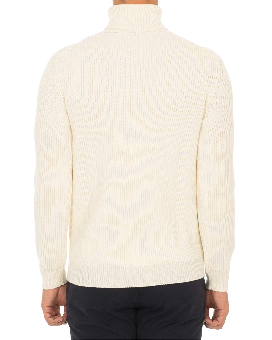 Herre | Gensere | Altea | Rib Stitch Wool Turtleneck Sweater Off White