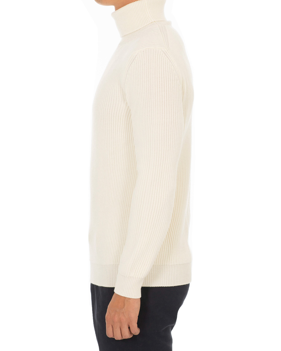 Herre | Gensere | Altea | Rib Stitch Wool Turtleneck Sweater Off White