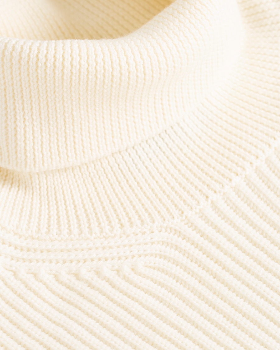 Herre | Gensere | Altea | Rib Stitch Wool Turtleneck Sweater Off White