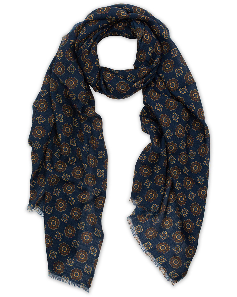 Herre | Altea Medallion Printed Wool Scarf Blue | Altea | Medallion Printed Wool Scarf Blue