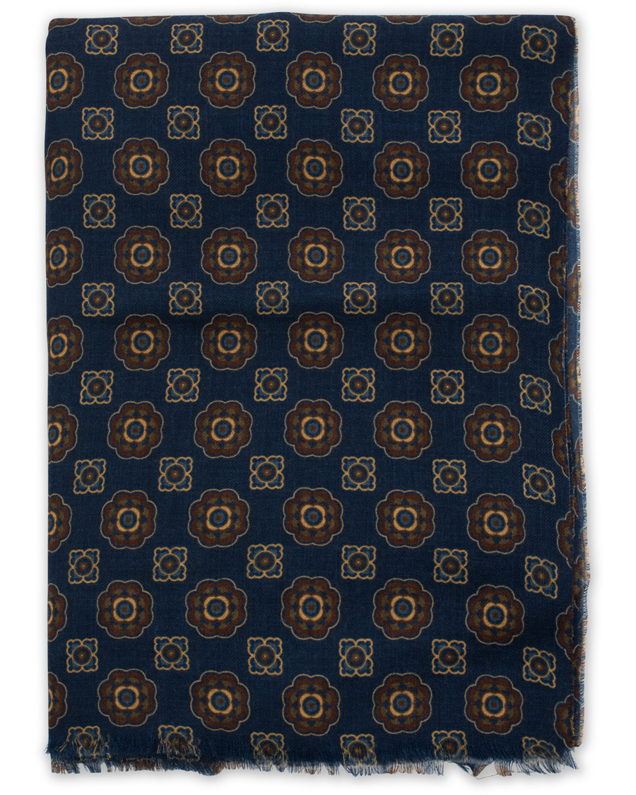 Herre | Altea Medallion Printed Wool Scarf Blue | Altea | Medallion Printed Wool Scarf Blue
