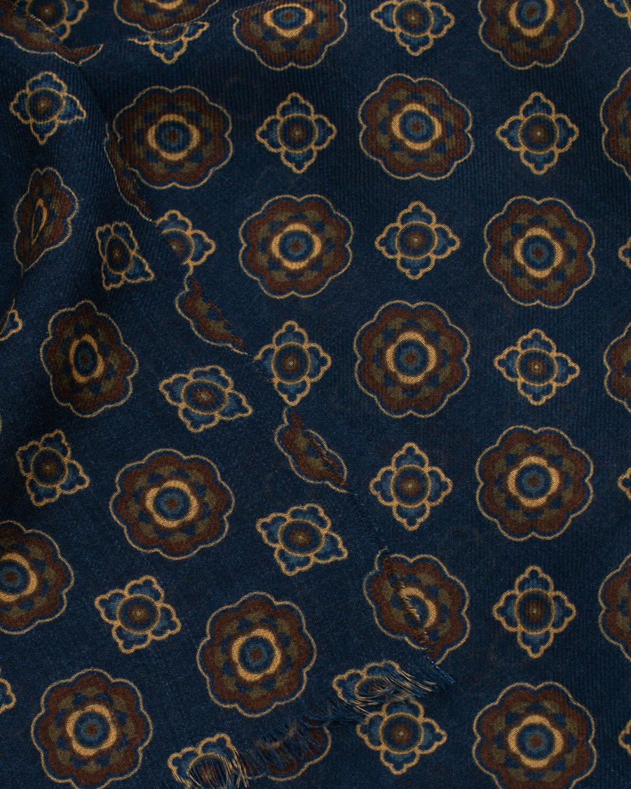 Herre | Altea Medallion Printed Wool Scarf Blue | Altea | Medallion Printed Wool Scarf Blue
