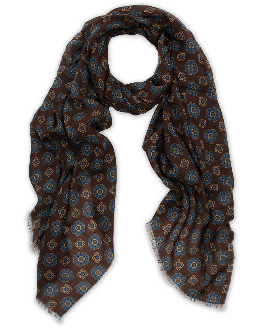 Herre | Altea Medallion Printed Wool Scarf Brown | Altea | Medallion Printed Wool Scarf Brown
