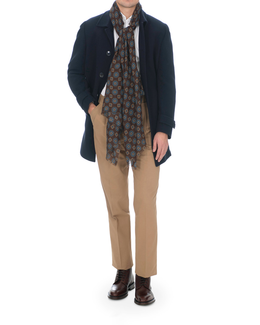Herre | Altea Medallion Printed Wool Scarf Brown | Altea | Medallion Printed Wool Scarf Brown
