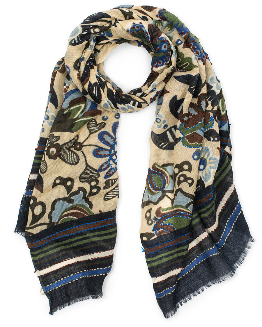 Herre | Altea Flower Printed Wool Scarf Ivory | Altea | Flower Printed Wool Scarf Ivory