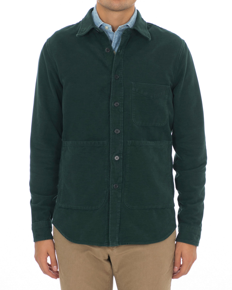 Herre | Skjorter | Aspesi | Garment Dyed Cotton Shirt Jacket Dark Green