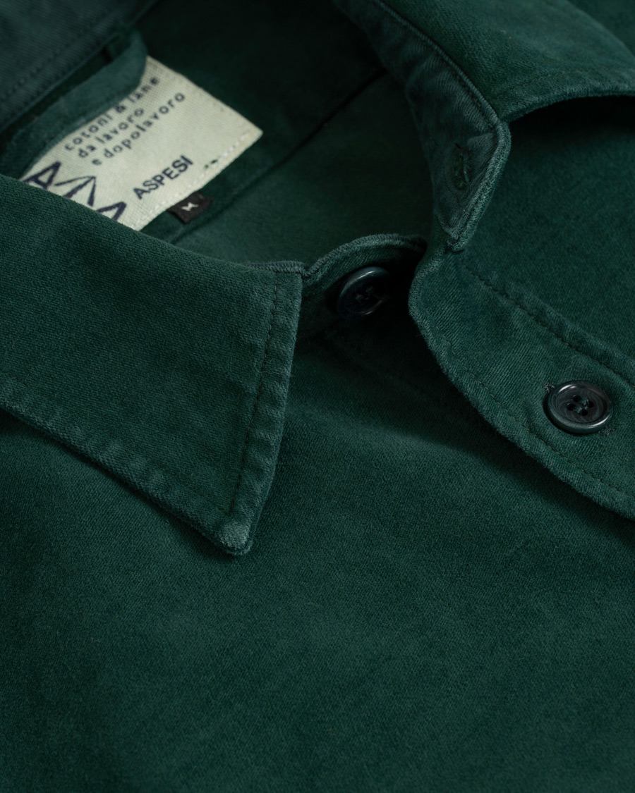 Herre | Skjorter | Aspesi | Garment Dyed Cotton Shirt Jacket Dark Green