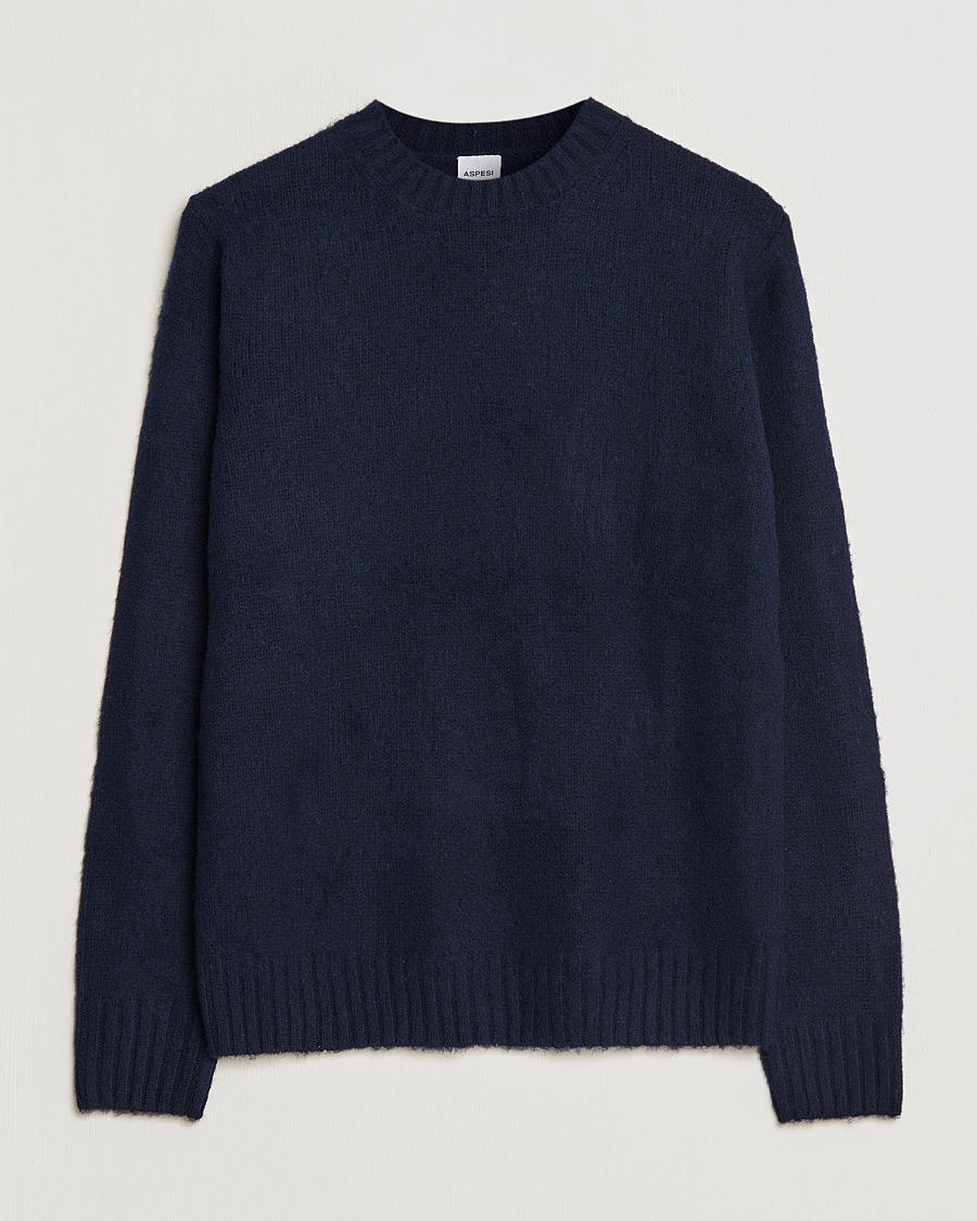 Herre | Gensere | Aspesi | Brushed Shetland Sweater Navy