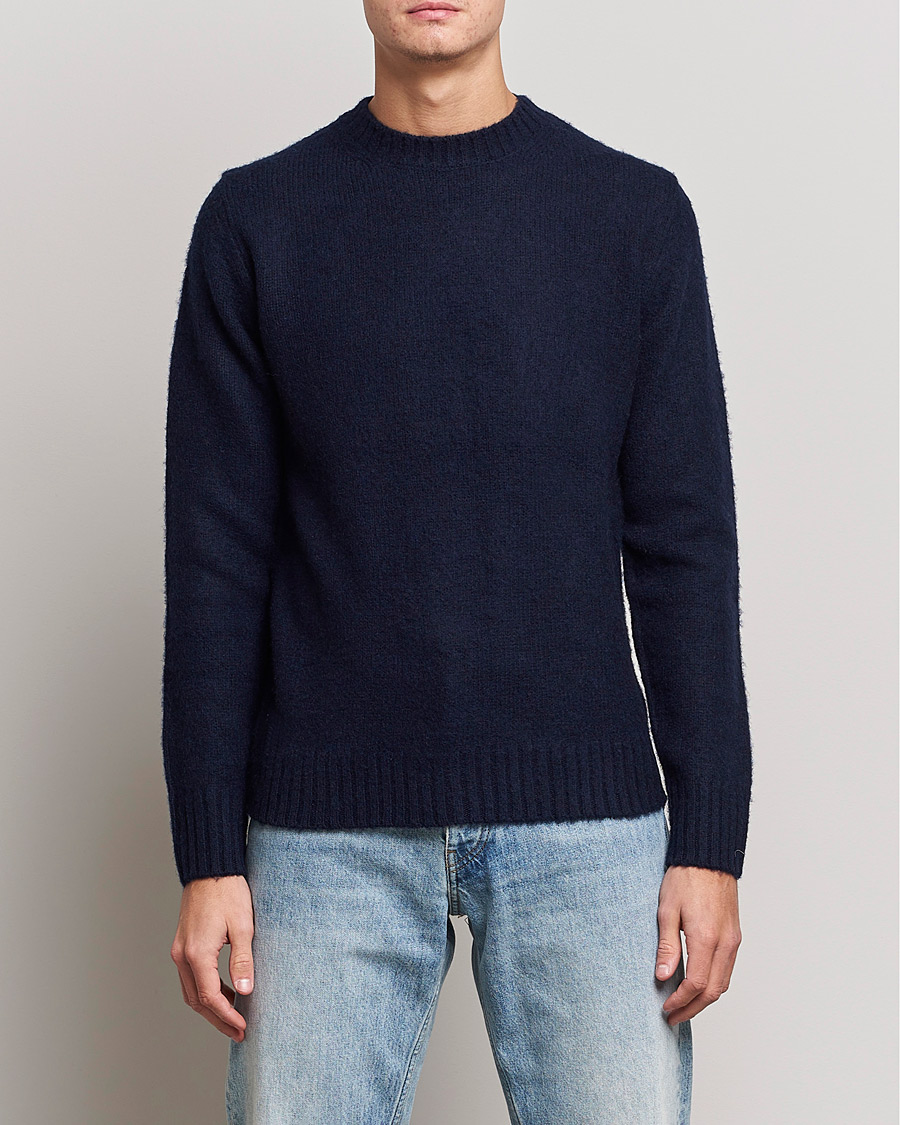 Herre | Gensere | Aspesi | Brushed Shetland Sweater Navy