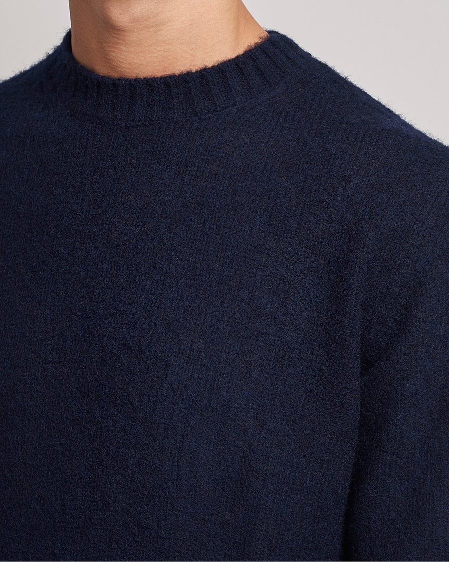 Herre | Gensere | Aspesi | Brushed Shetland Sweater Navy