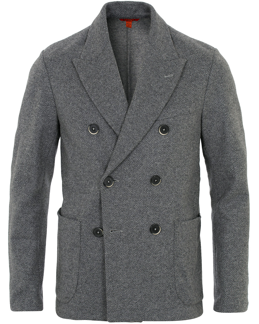 Barena Mosto Double Breasted Herringbone Blazer Light Grey hos CareOfCarl.n